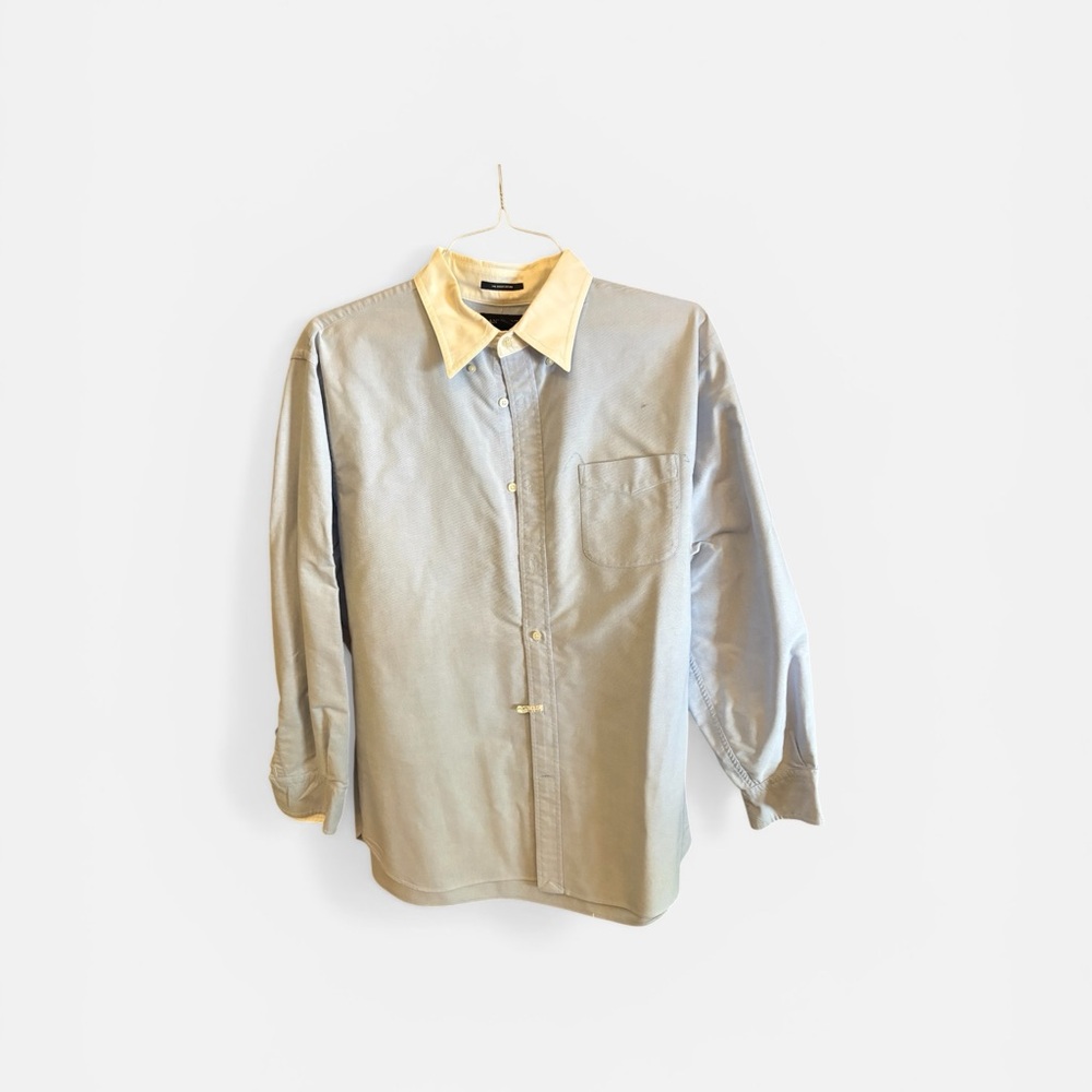 Lands' End Two-Tone Collar Button Shirt in Gray and Cream